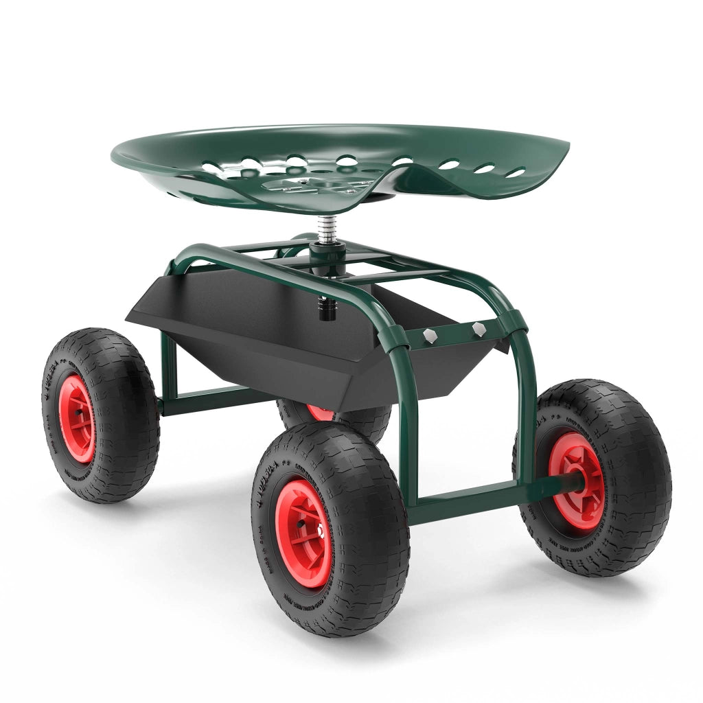 Sgabello da giardinaggio e officina con ruote e porta oggetti , sgabello a carrello, portata 150 kg