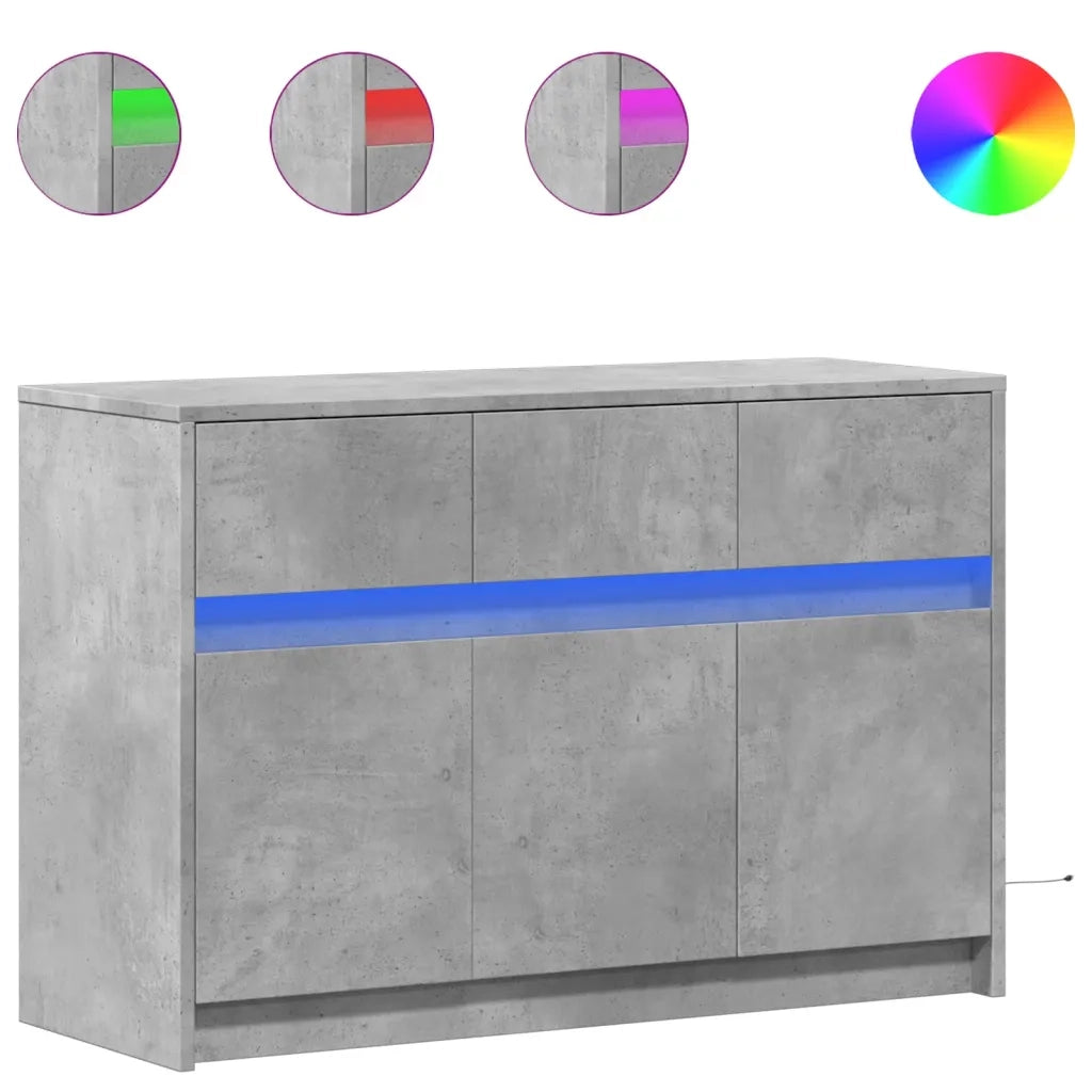 Mobile Porta TV con LED-Credenza per TV Grigio Cemento 91x34x61 cm Truciolato
