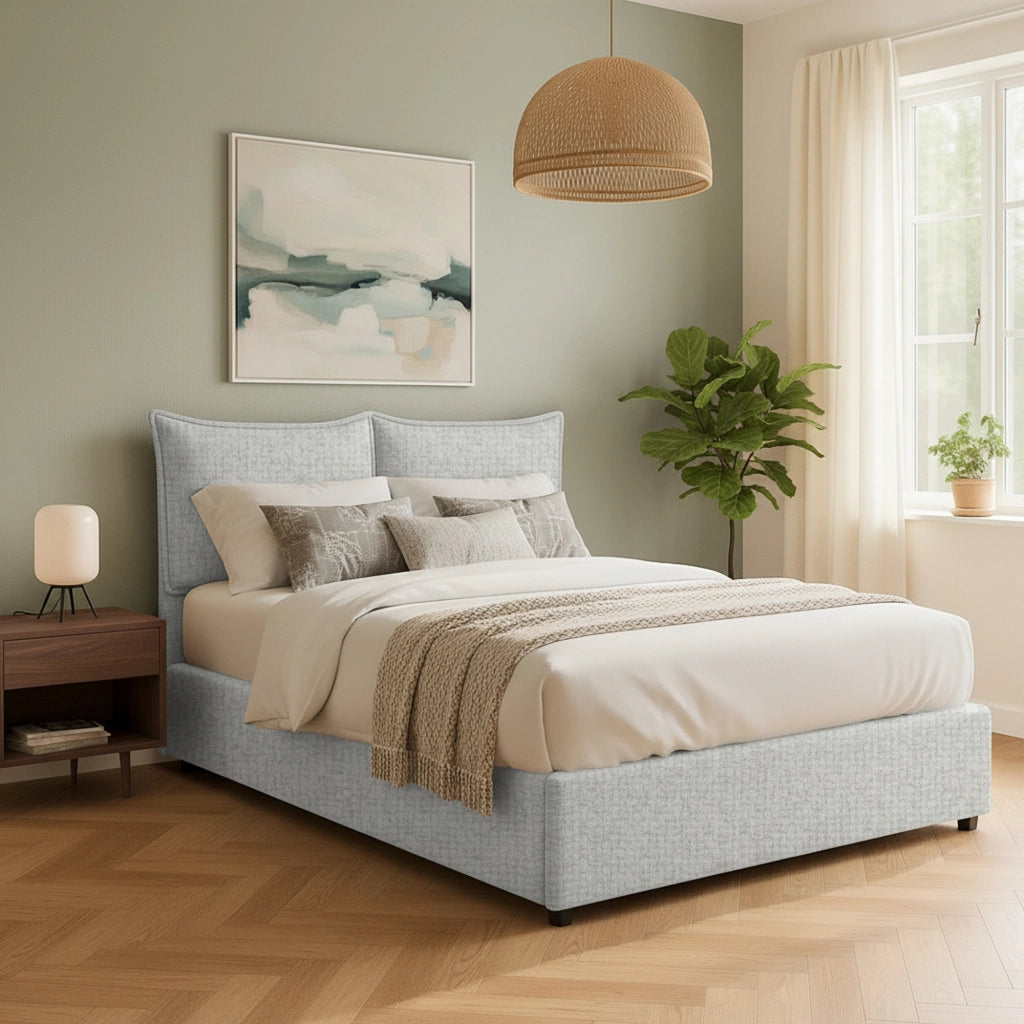 Uckfield, Letto Matrimoniale Sfoderabile Made in Italy, Grigio Chiaro