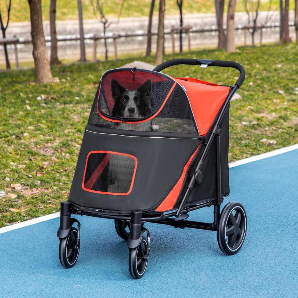 Carrello Trasporto Cani Pieghevole ¨C zephmum ¨C Rosso 112x65x100 cm
