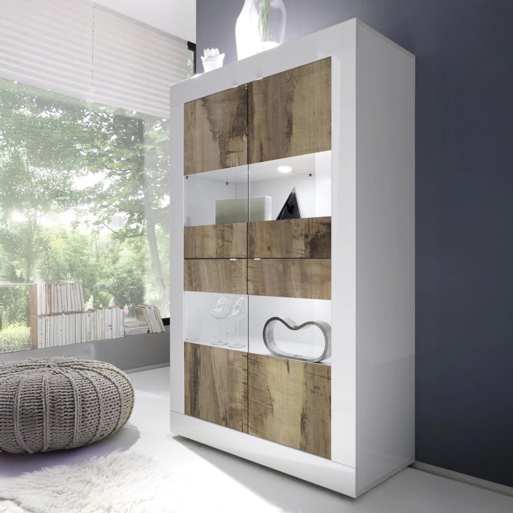 Mobile Espositore Suzzara, Vetrina 2 Ante, 101.4x42x161.2h cm Bianco Lucido