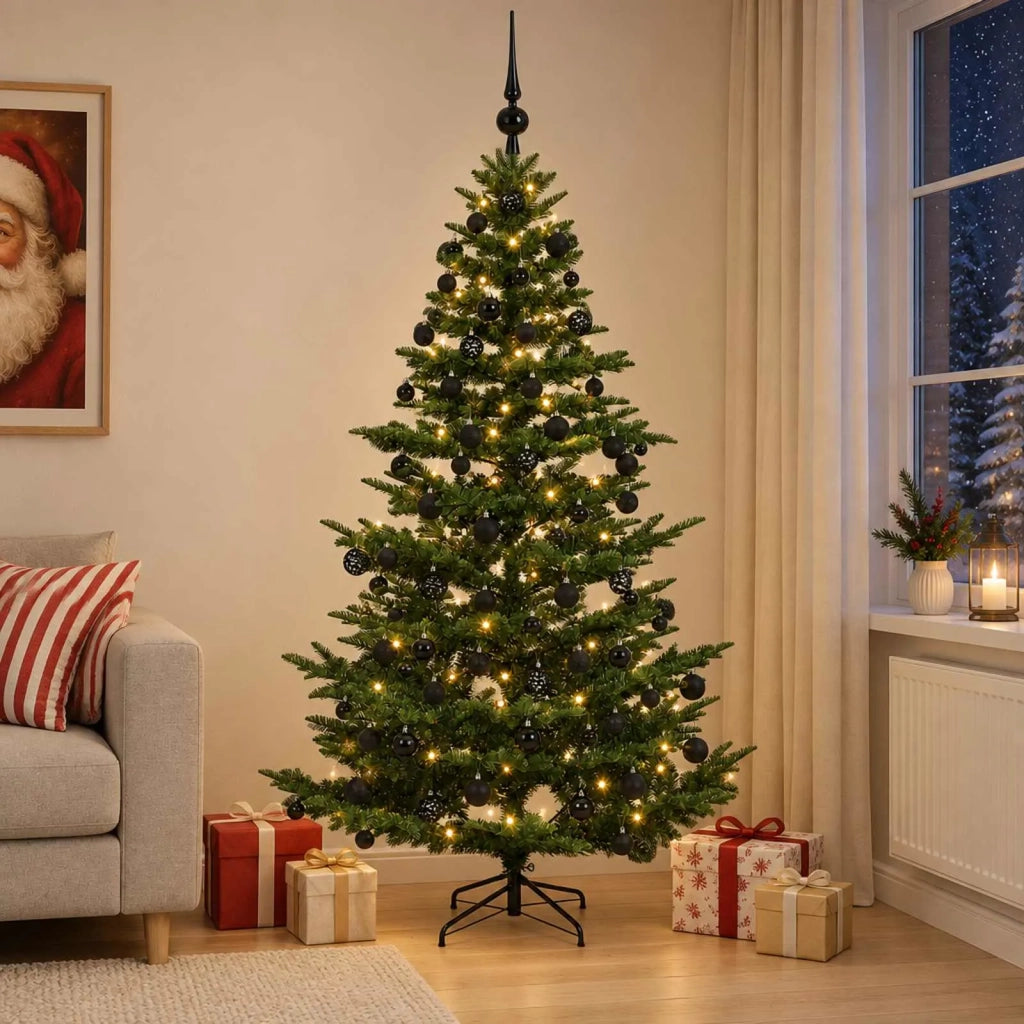 Albero di Natale artificiale con palline 210 cm 300 LED 3466389