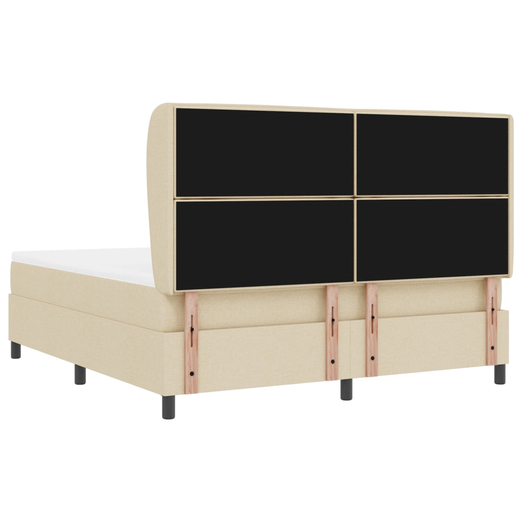 Letto Box Spring con Materasso Panna 180x200 cm Tessuto