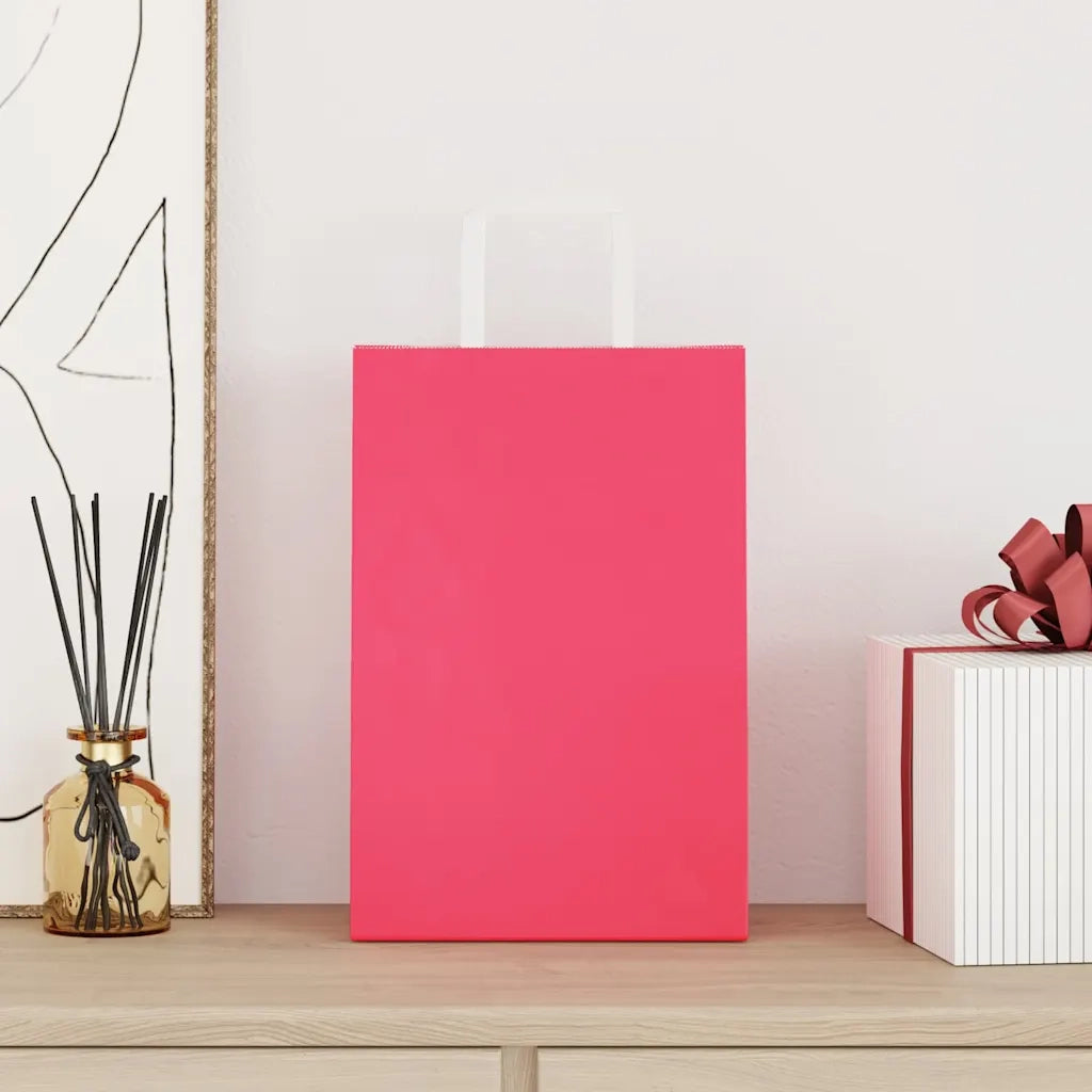 Sacchetti di Carta 50 pz con Manici Rosa 21x11x31 cm