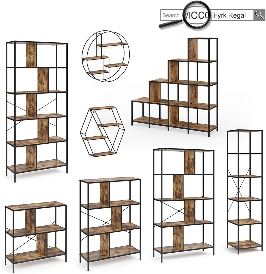 Divisorio per ambienti Fyrk, Legno antico, 90 x 92 cm, utilizzabile come divisorio o come libreria aperta