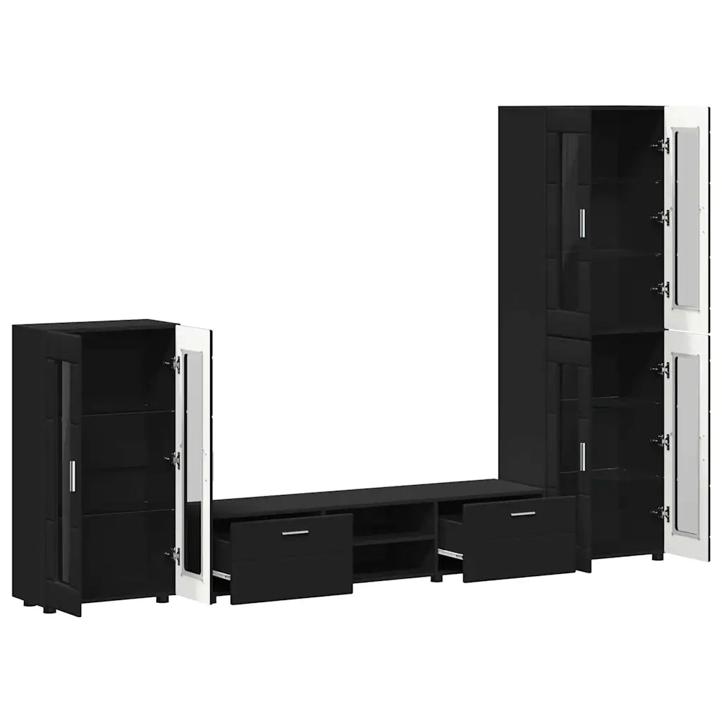 Set mobile TV con cassetto FLORIN 3 pcs Nero Legno multistrato