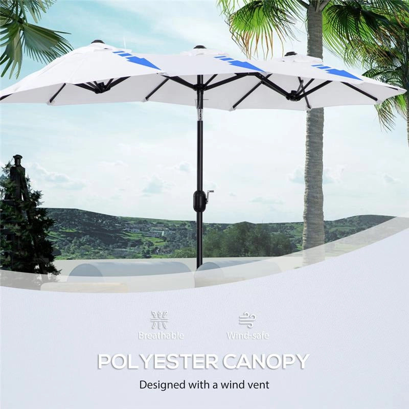 OMBRELLONE DA GIARDINO DOPPIO APERTURA A MANOVELLA 285 X 147 X 227 CM BIANCO