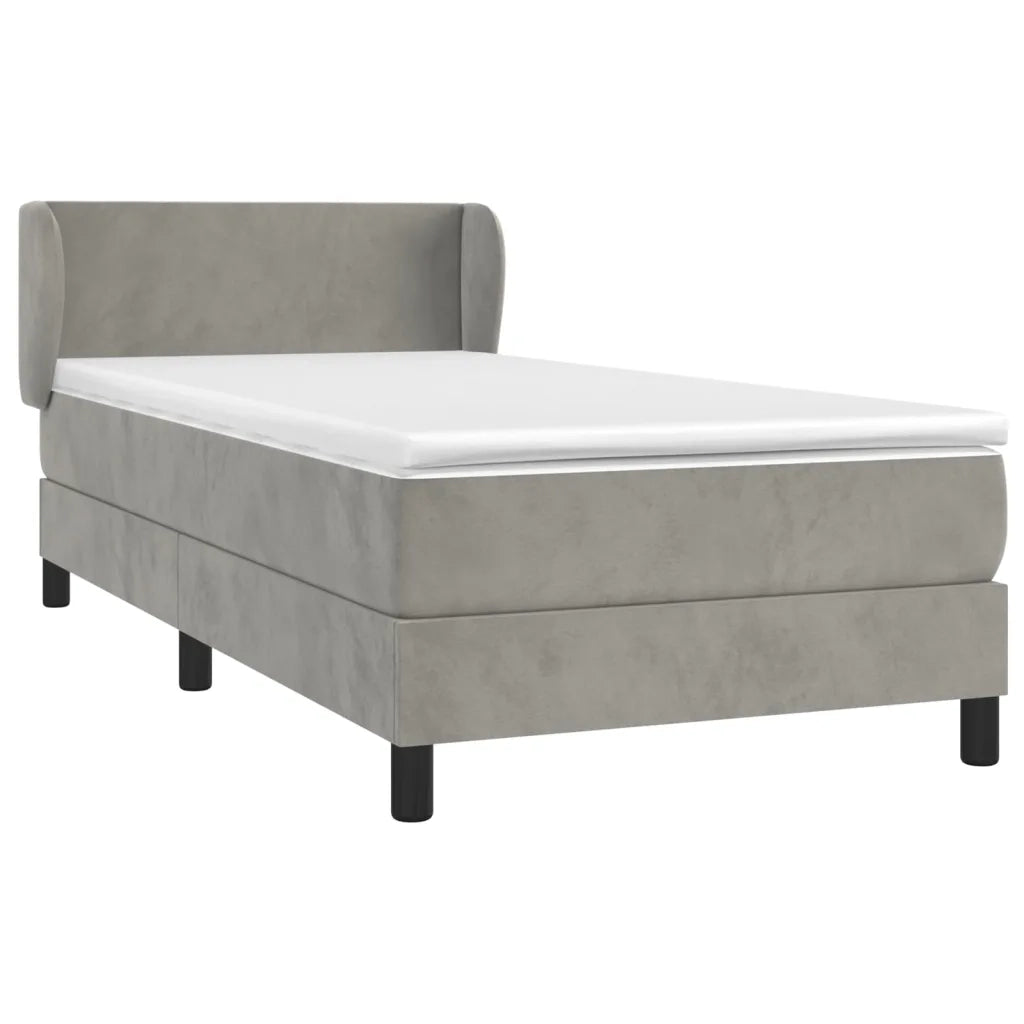 Giroletto a Molle con Materasso Grigio Chiaro 90x190 cm Velluto 3127343