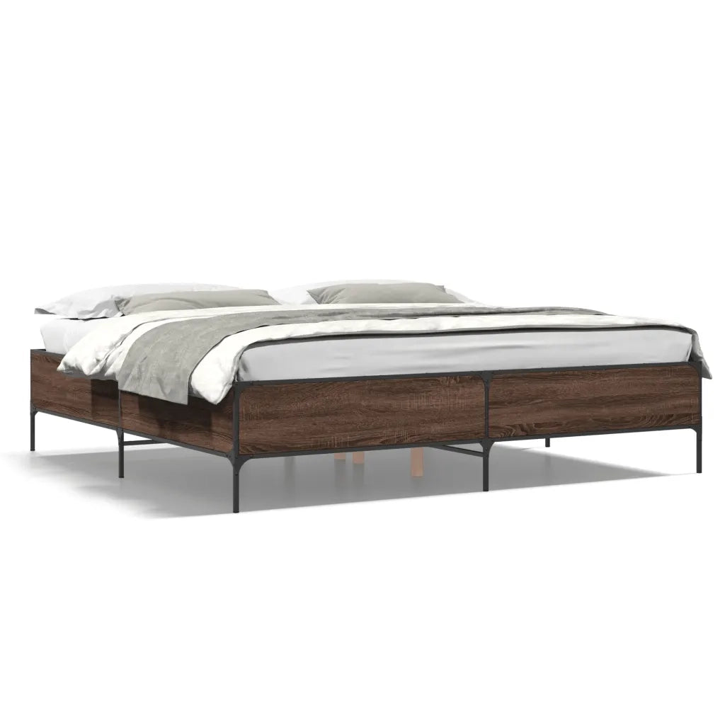 Giroletto-Struttura Letto Rovere Marrone 180x200cm in Legno Multistrato Metallo 955880