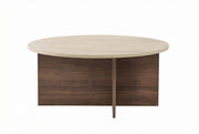 Tavolino in legno "Soleil" - 90 x 90 x 40 cm - Travertino