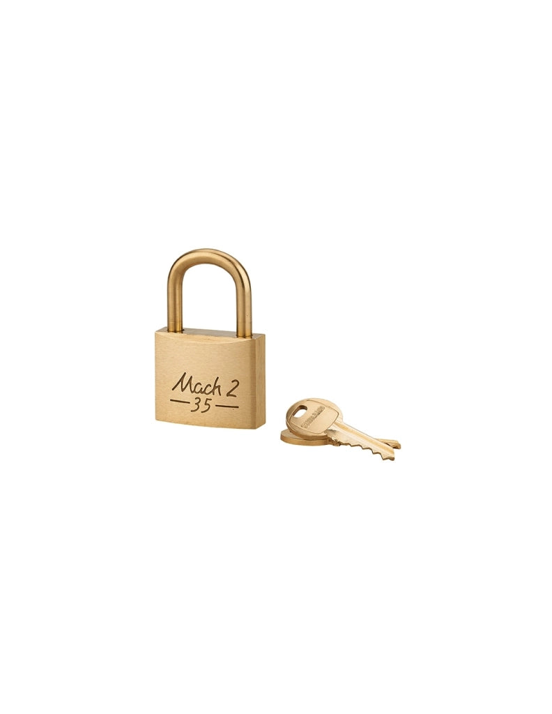 Lucchetto Mach 2 35mm arco e corpo in ottone massiccio lucido, 2 chiavi in ottone  - THIRARD