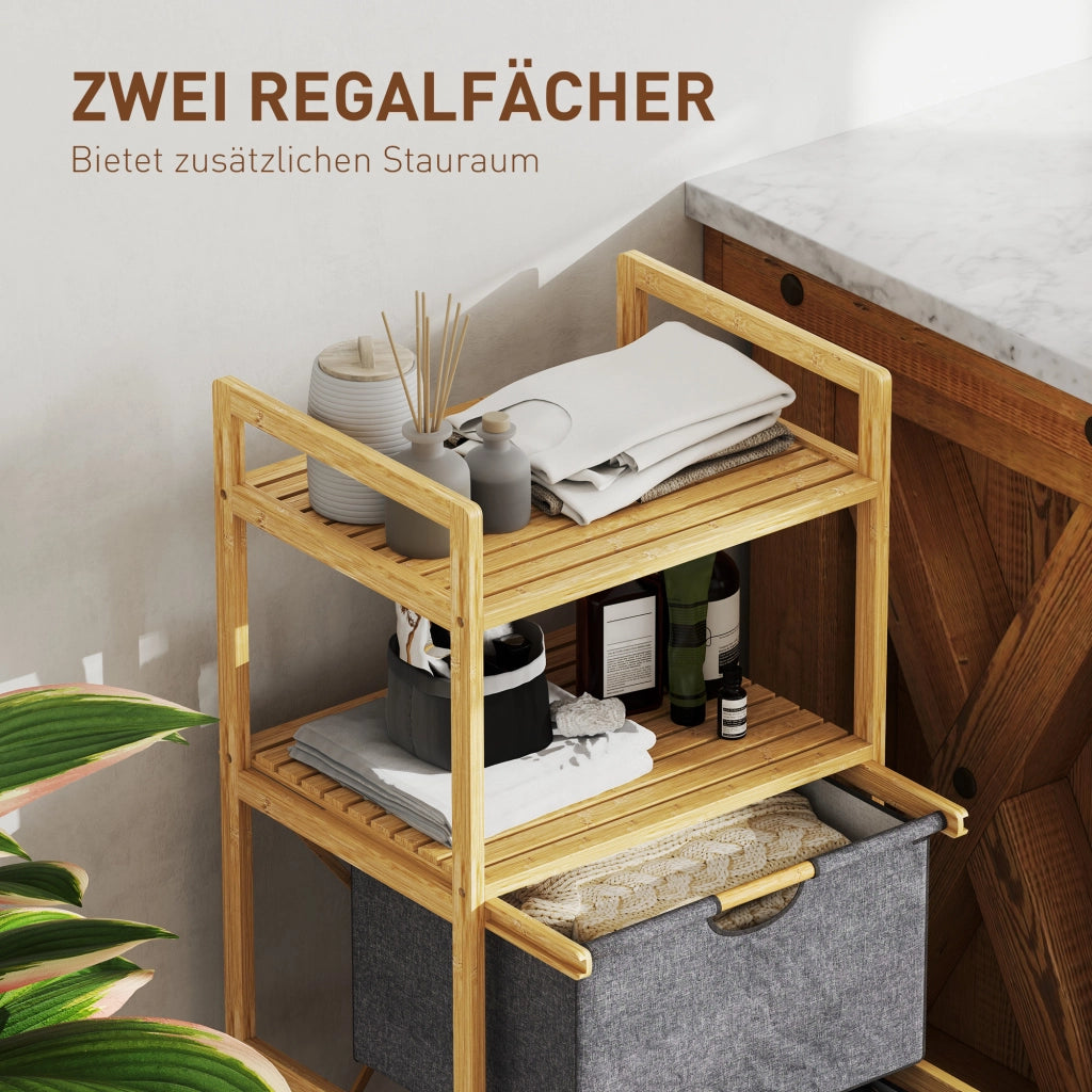 Cestino per il bucato in bamb¨´ con 2 cesti in tessuto ¨C Minimal ¨C naturale