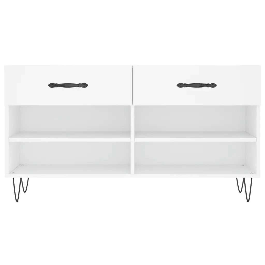Panca Porta Scarpe Bianca 102x35x55 cm in Legno Multistrato