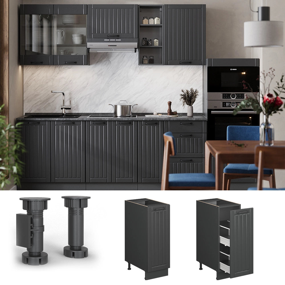 Vicco Armadio cucina dispensa alto Grigio scuro 30 cm , PL Antracite
