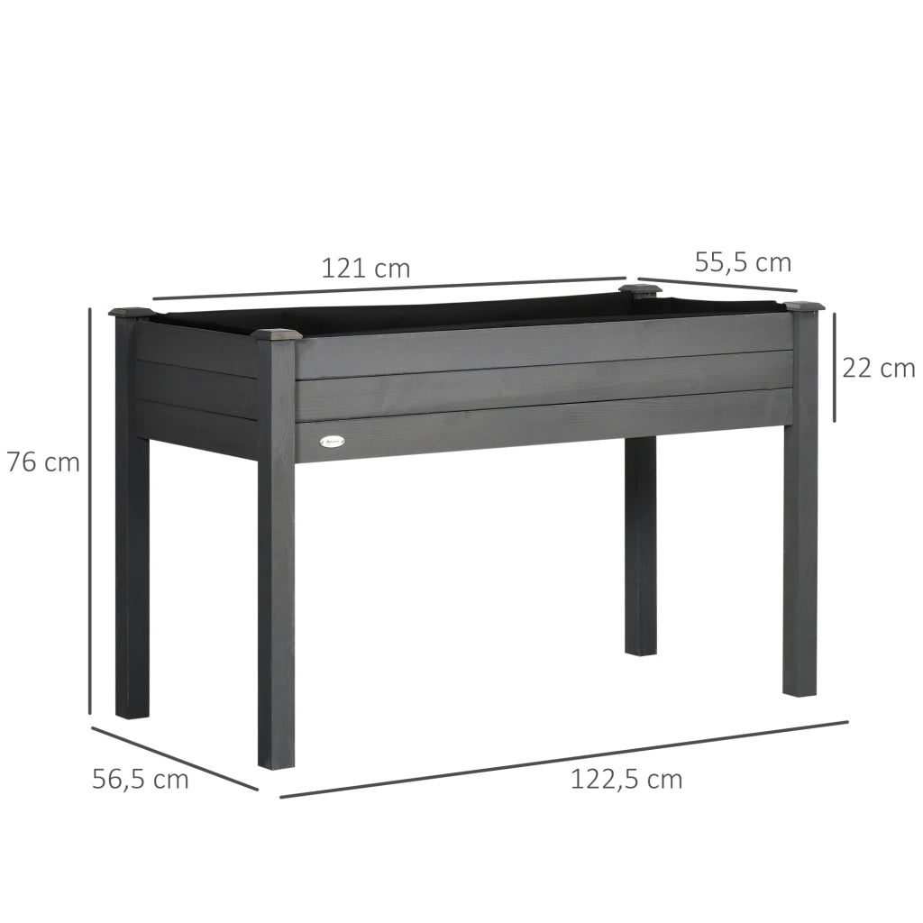 Letto da Giardino Elevato in Legno ¨C zephmum ¨C 122.5x56.5x76 cm Grigio