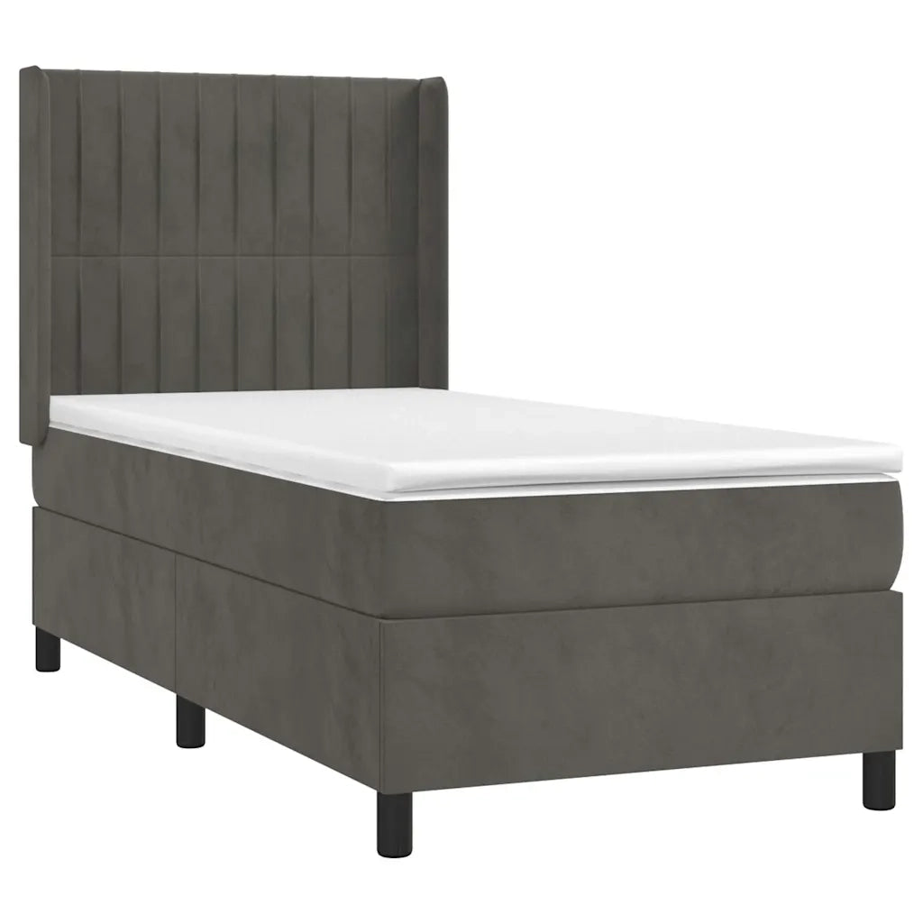 Giroletto a Molle con Materasso Grigio Scuro 80x200 cm Velluto 3132766