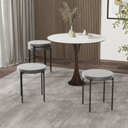 Set di 4 sgabelli da cucina impilabili, seduta imbottita effetto velluto, metallo grigio scuro, 41,5x41,5x46 cm