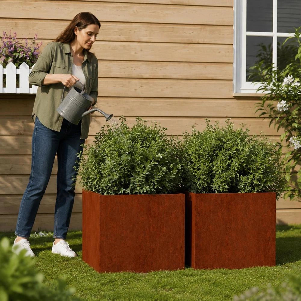 Plant Pots, 2 Pieces, 32x30x29 Cm, Corten Steel
