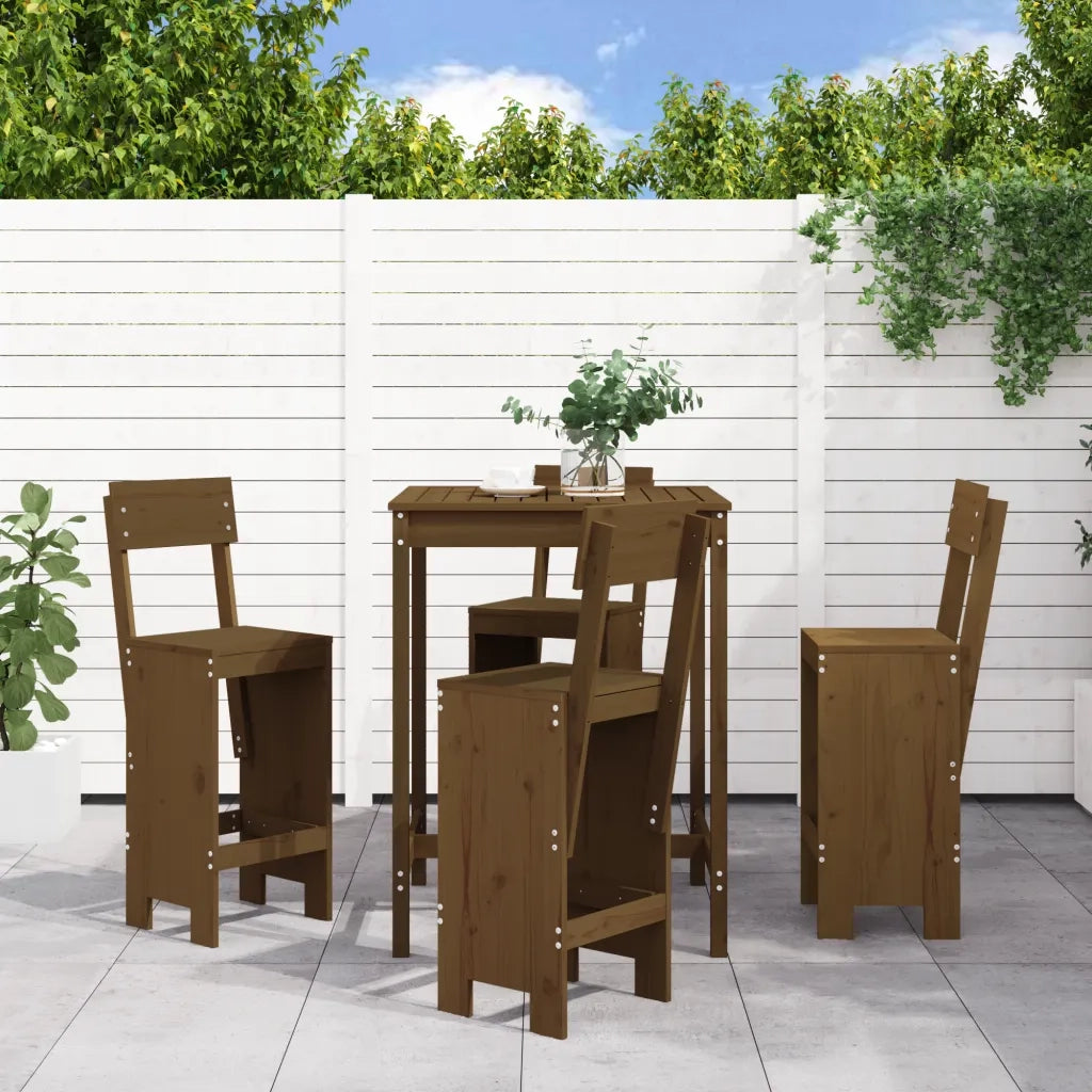Set Bar da Giardino 5 pz | Set Salotto da Giardino ambra in Legno Massello di Pino