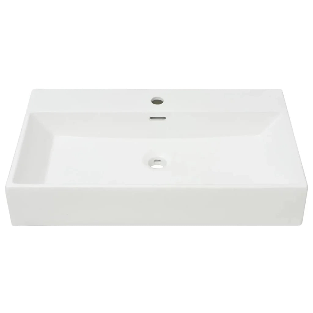 Lavabo con foro rubinetto in ceramica 76x42,5 cm bianco 02_0002535