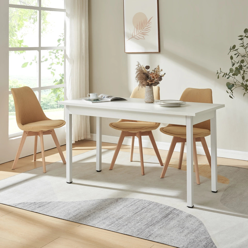 Tavolo da Pranzo Den Haag con Piano Rettangolare 140 x 60 cm - Bianco [en.casa]