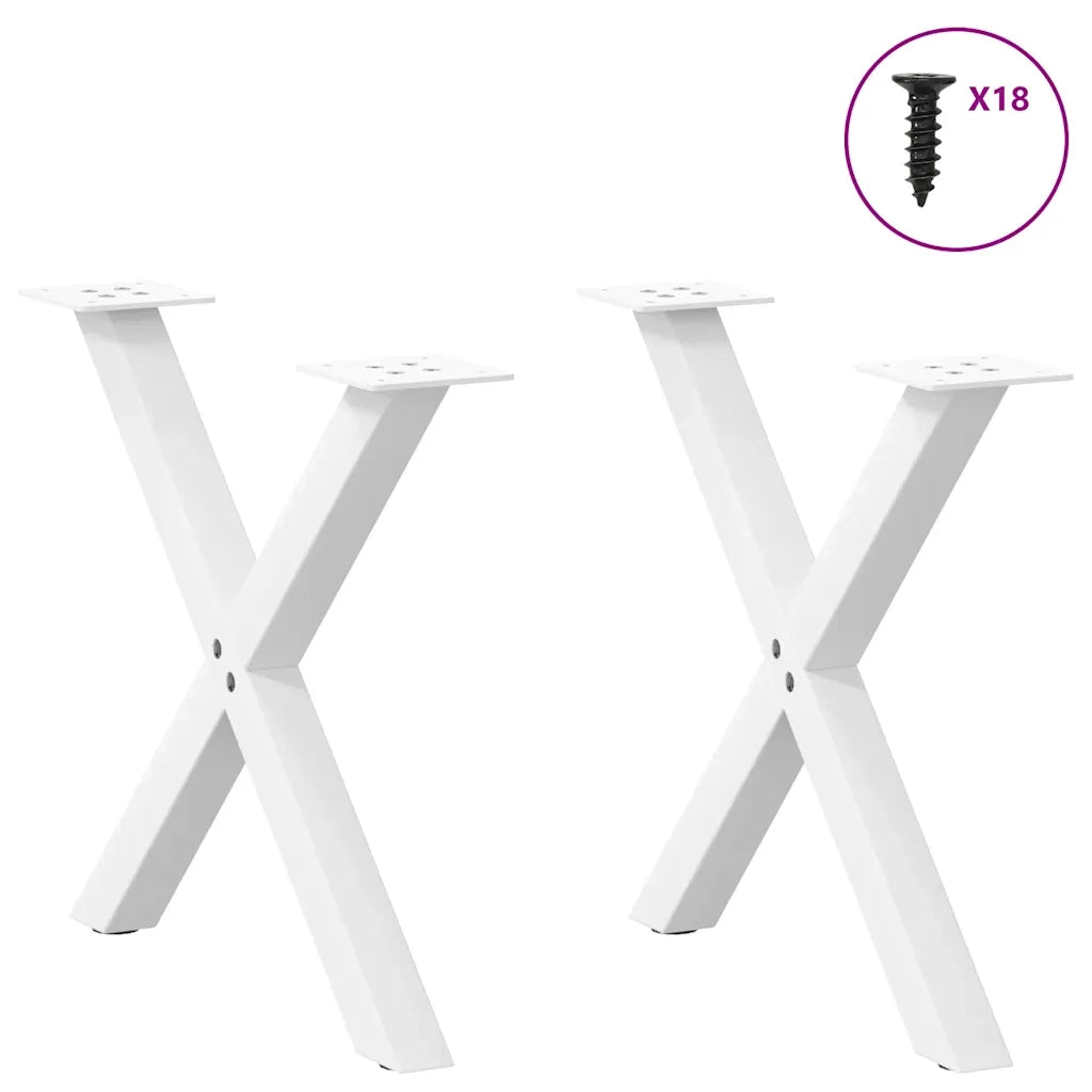 Gambe per Tavolino da Caffè a Forma di X 2 pz Bianche 50x(42-43) cm Acciaio 4012897