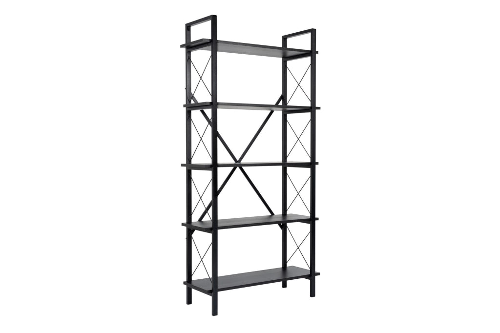 Libreria in legno "Elysian" - 90 x 33 x 180 cm - Legno nero