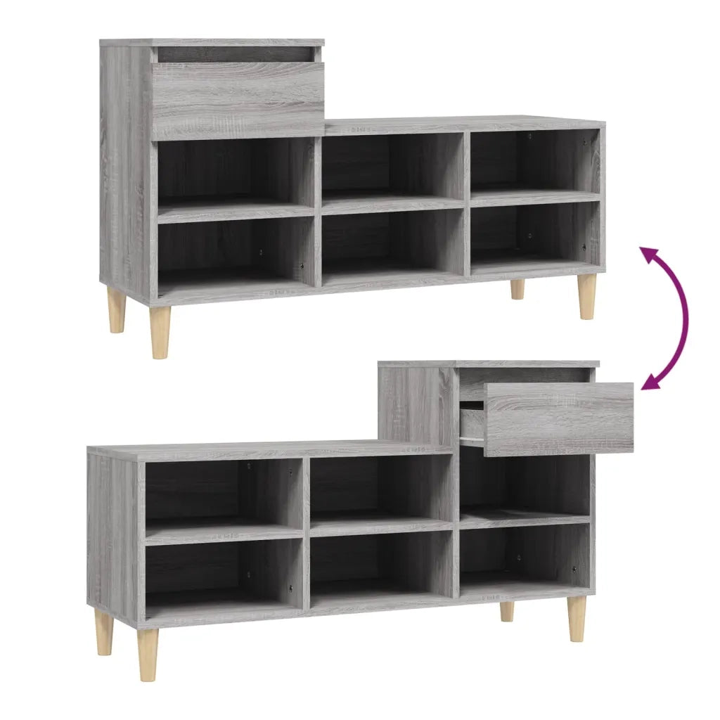 Scarpiera | Mobile per scarpe Grigio Sonoma 102x36x60 cm in Legno Multistrato