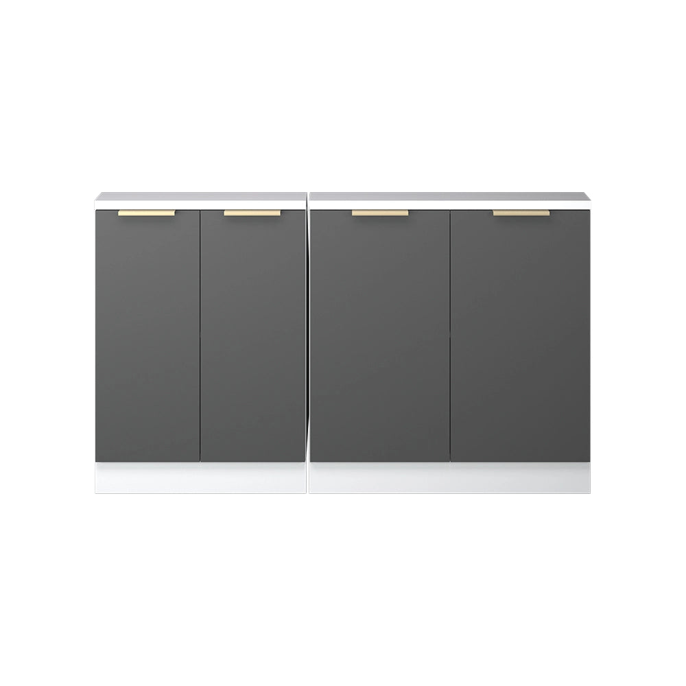 Mobile cucina sottotetto R-Line Antracite-oro/Bianco 140 cm Set di 2 Vicco