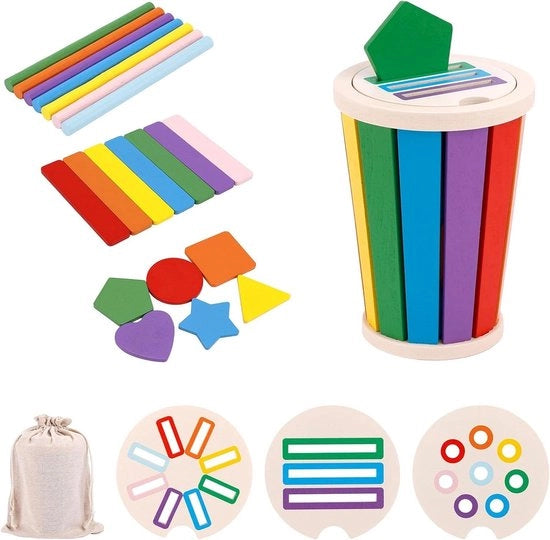 Giocattolo in Legno per Bambini di 1-3 Anni, Set di Sorteggio e Stacking per Bambini Montessori, Ideale come Regalo per Ragazzi e Ragazze