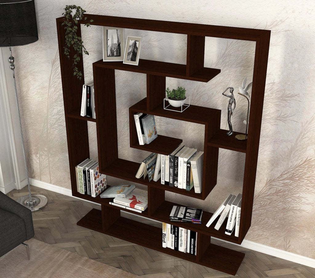 Libreria in legno "Sarmasik" - 124 x 22 x 149 cm - Wengé