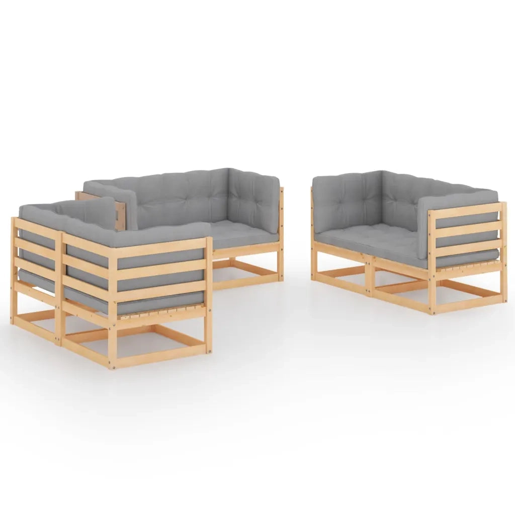 Set Divani da Giardino 6 pz con Cuscini Legno Massello Pino 3076489