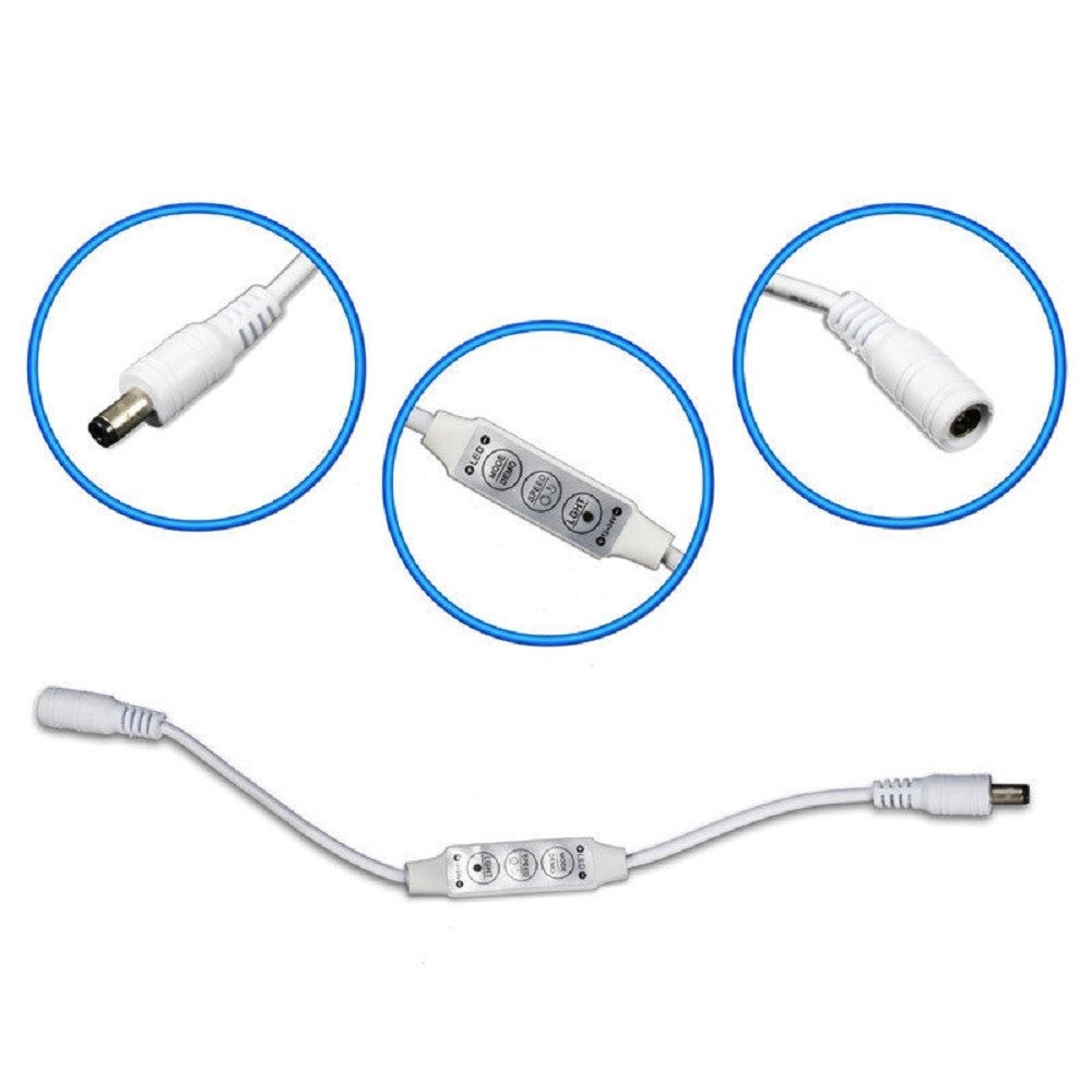 Trade Shop - Controller Strisce Led Dimmerabile Con Connettore Jack 5mm Maschio A Femmina - Bianco