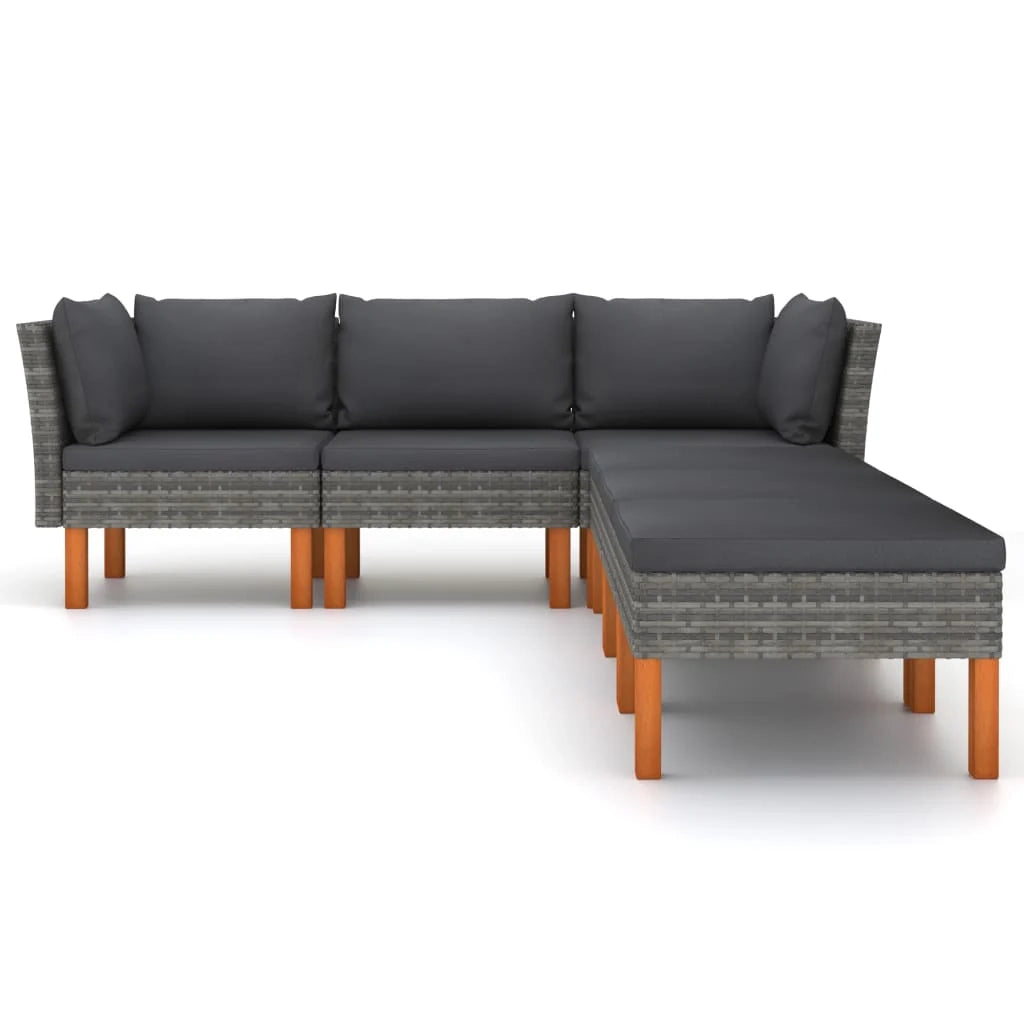Set di mobili da giardino mobili da esterno 6 pezzi con cuscini resina intrecciata grigia 02_0016858