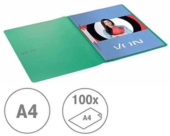 Pacco di 10 cartellini A4, PP, per 100 fogli, copertina morbida leggera, stampa moderna, verde, 46790055