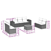 Set Divano da Giardino 8 pz con Cuscini Grigio in Polyrattan