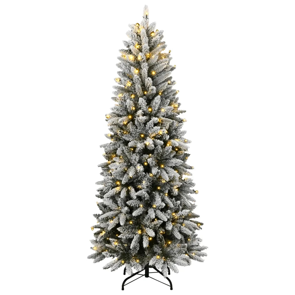 vidaXL Albero di Natale Artificiale con 150 LED e Neve Fioccata 120 cm