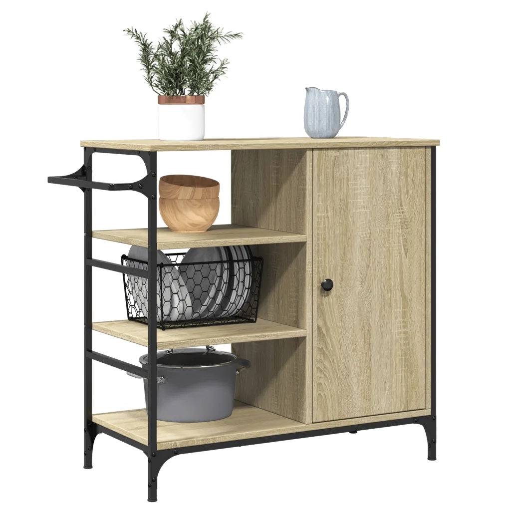 Carrello da Cucina-Scaffale per Cucina Rovere Sonoma 87,5x38,5x84,5 cm Multistrato