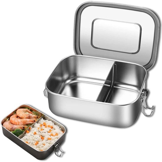 Lunchbox in acciaio inossidabile 304, con un unico compartimento, con distributore mobile, impermeabile, con distributori per famiglia, scuola, escursione, pasti, 850 ml, 16,5 x 12,1 x 6 cm