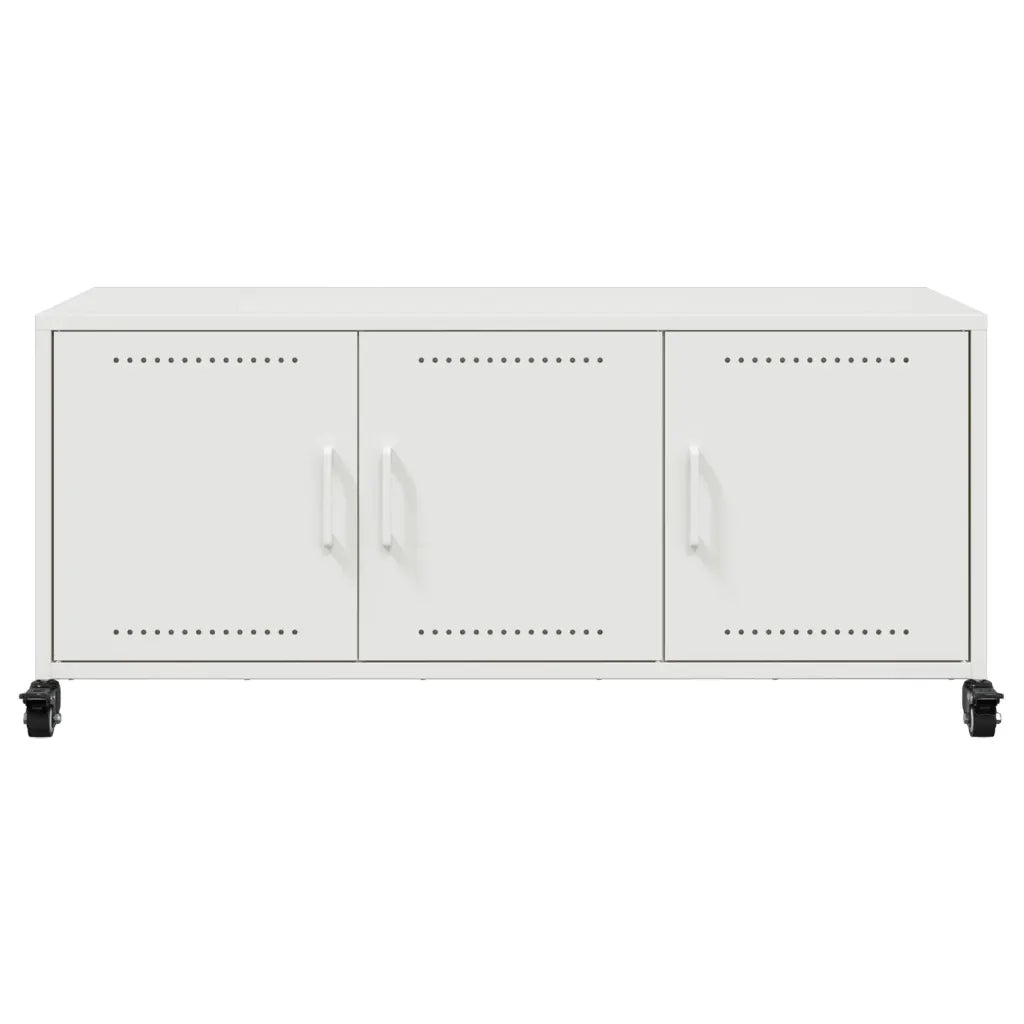 Mobile TV Bianco 100,5x39x43,5 cm in Acciaio Laminato a Freddo
