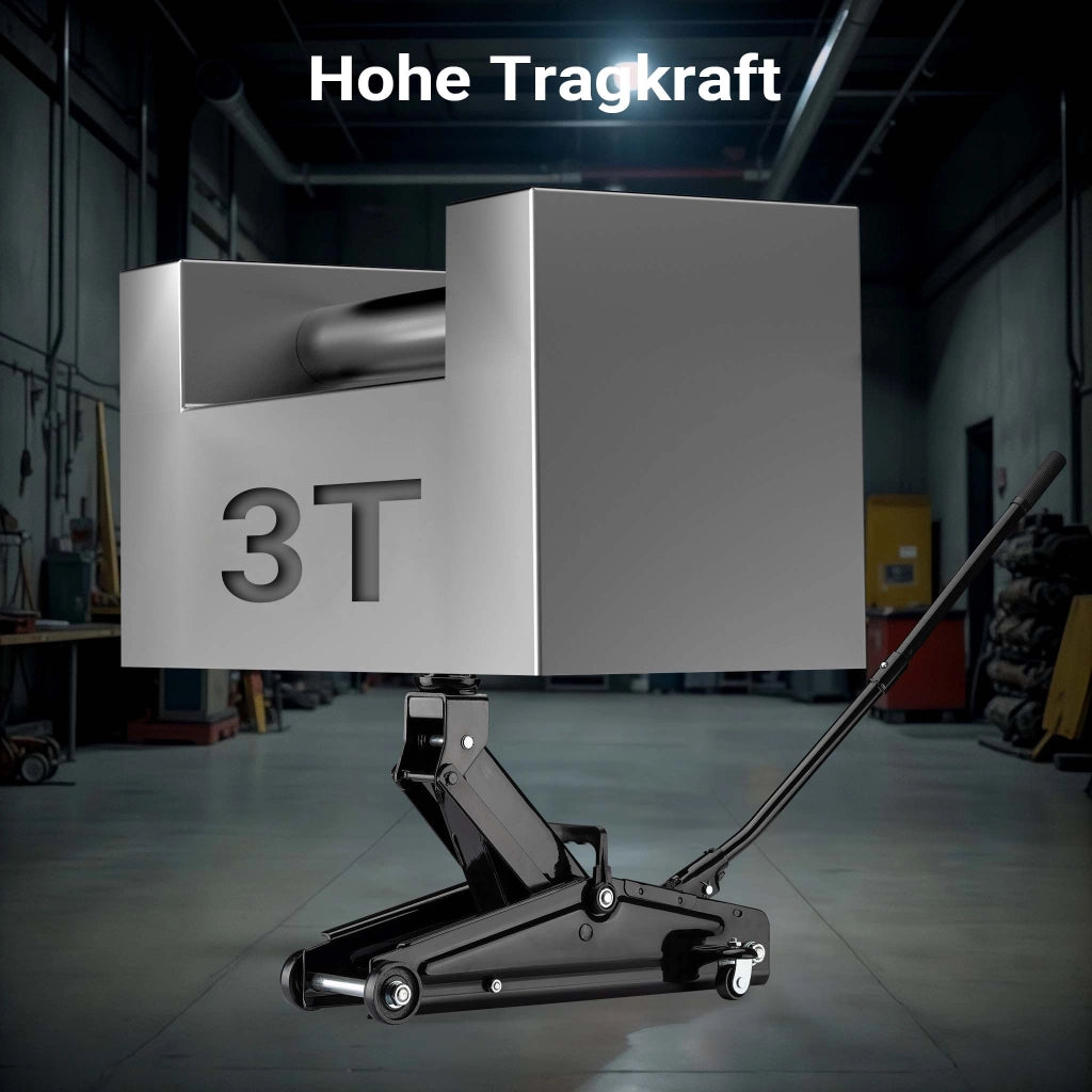 Sollevatore auto max 3t, cric idraulico con altezza di sollevamento di 13,5-40 cm, carrello sollevatore per auto, SUV, roulotte, cric idraulico a carrello
