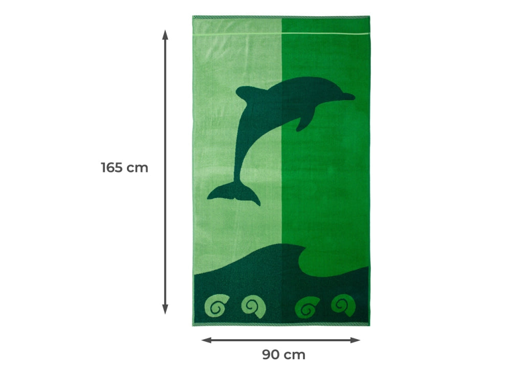 Telo Mare Jacquard Spugna Asciugamano Spiaggia Disegno Flipper - Telo Mare - Verde