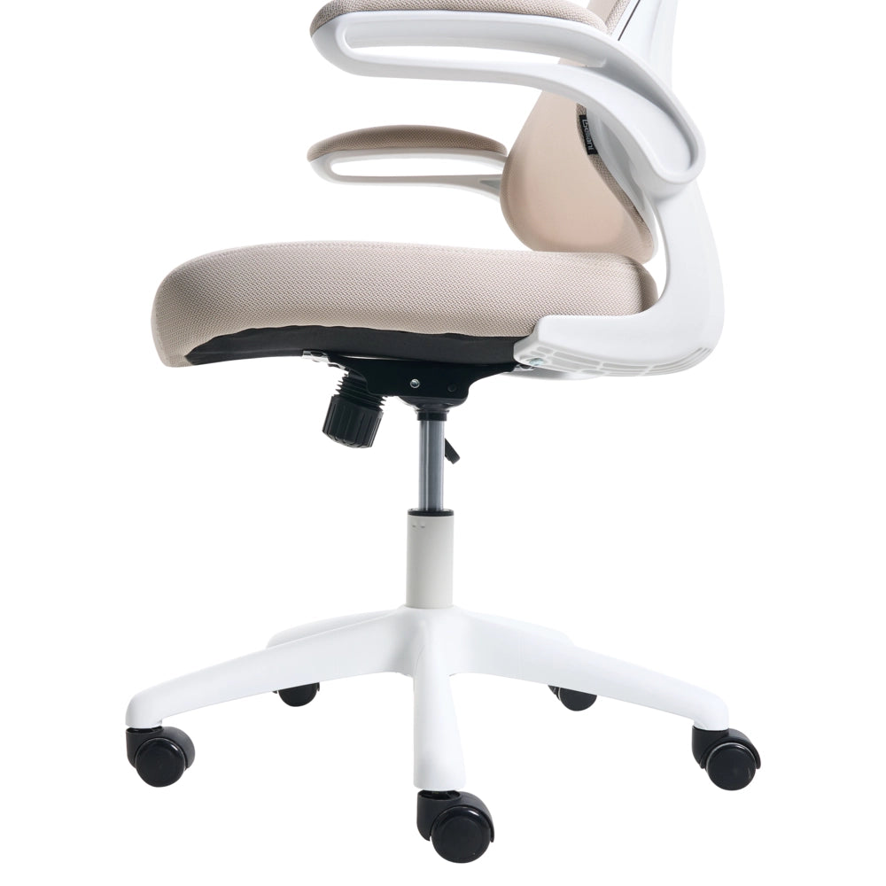 Sedia da ufficio girevole con altezza regolabile inclinabile rivestimento in tessuto beige