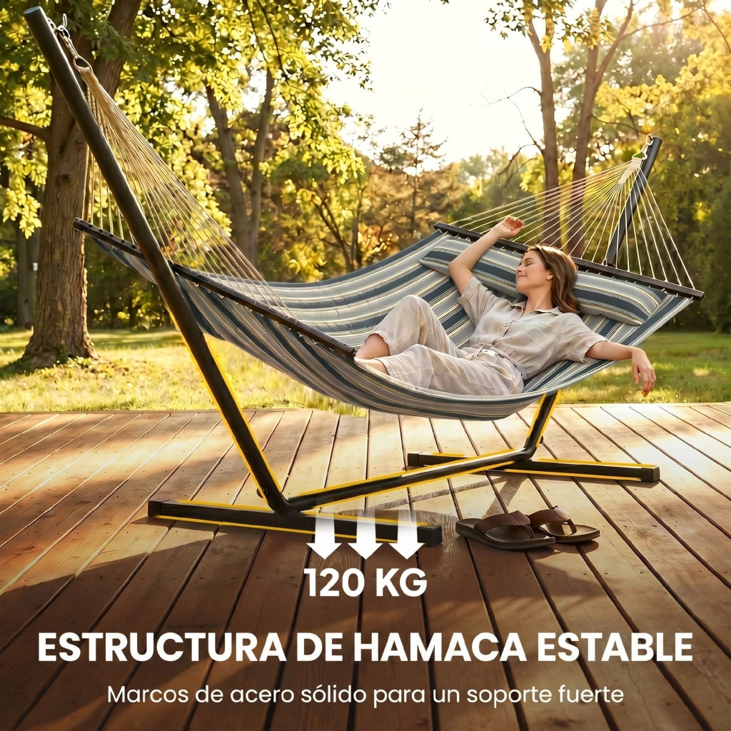 Amaca da Giardino Portatile con Cuscino ¨C zephmum ¨C Verde 353x94x115 cm