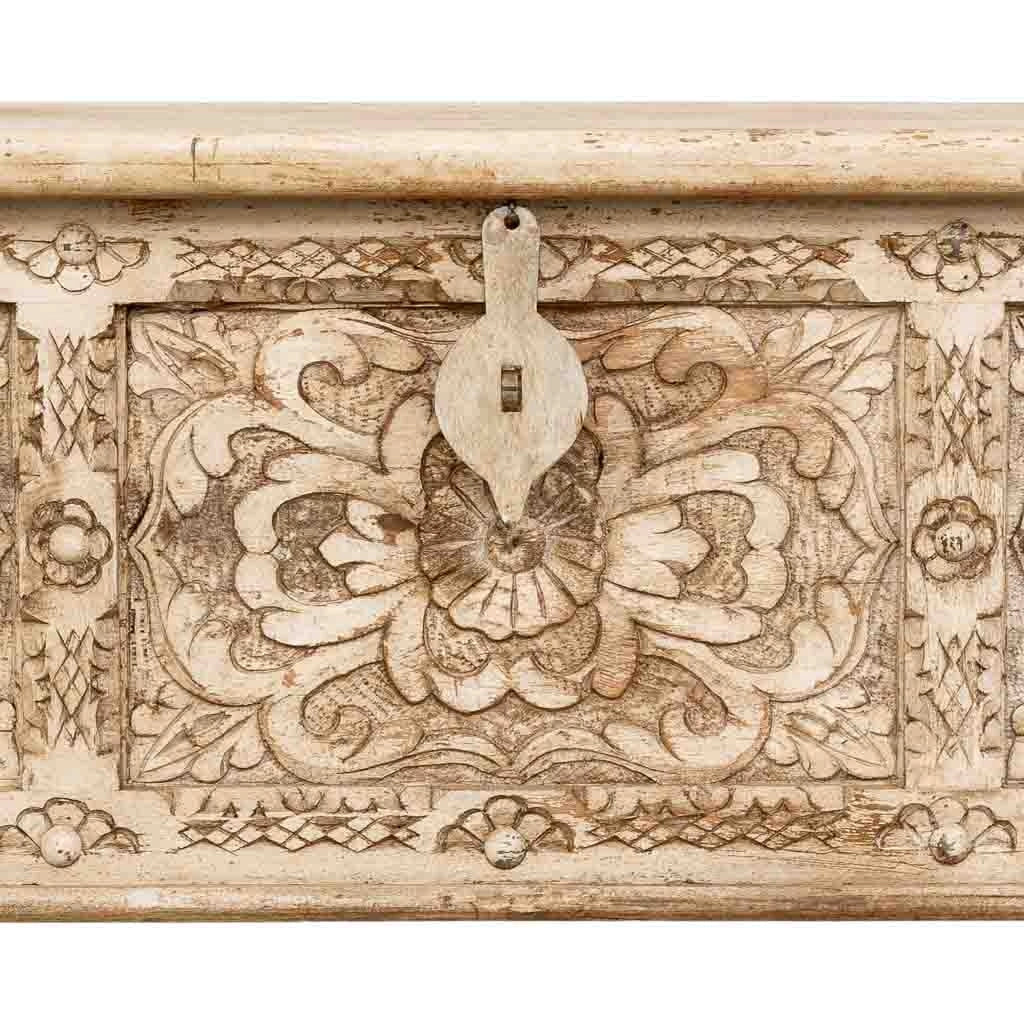 Baúl de madera artesanal beige 150x45x46h cm