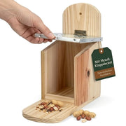 Rifugio per scoiattoli - Resistente alle intemperie - Coperchio in metallo - Scala alimentare in legno - Dimensioni 12 x 25 x 28 cm - Materiali naturali - Casa per scoiattoli