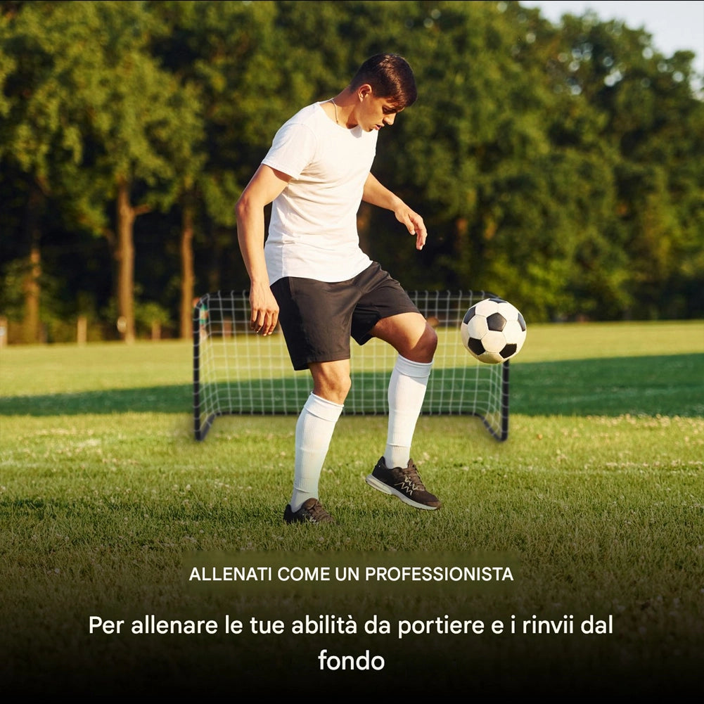 Porta da Calcio 182x122x61 cm Allenamento Football in Metallo Nero con Picchetti