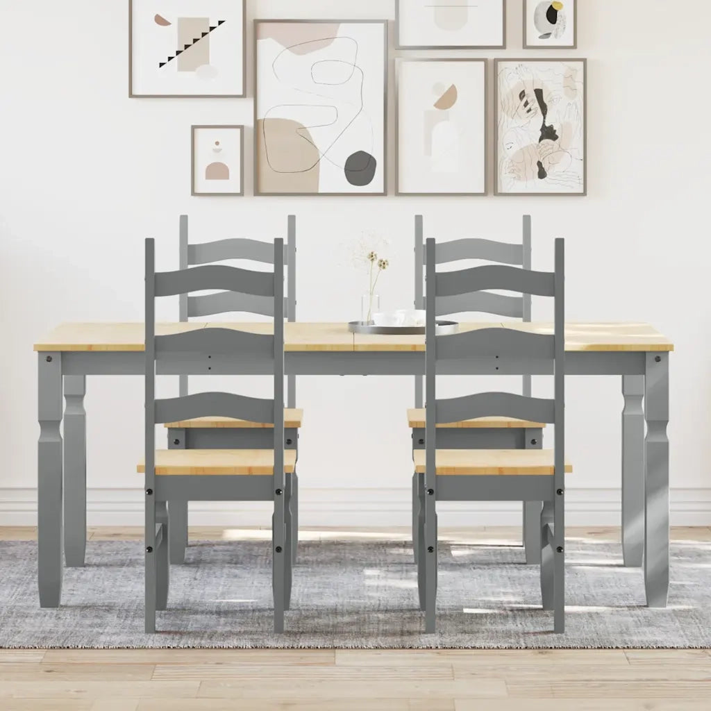 Set da Pranzo 5 pz PANAMA Grigio in Legno Massello di Pino 3345210