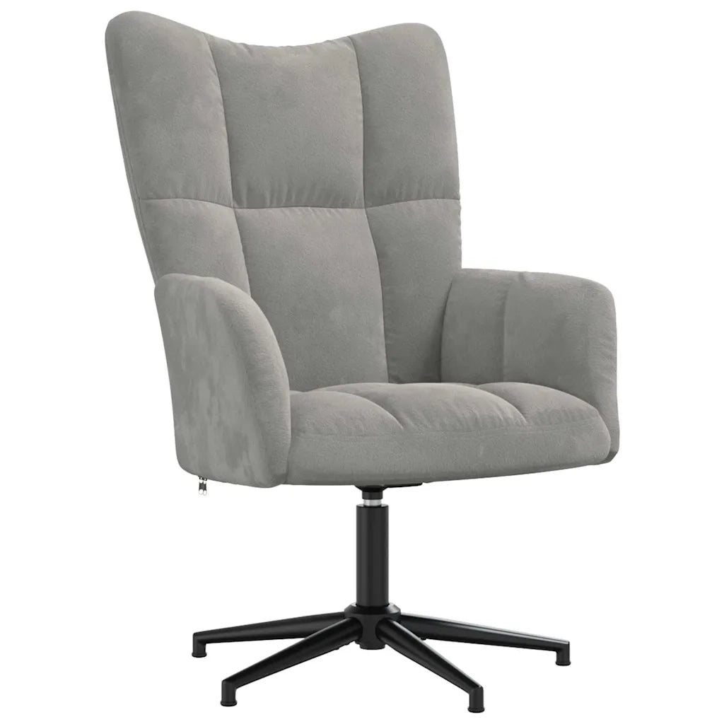 Divano Sedia-Poltrona Relax con Poggiapiedi Grigio Chiaro in Velluto 645829