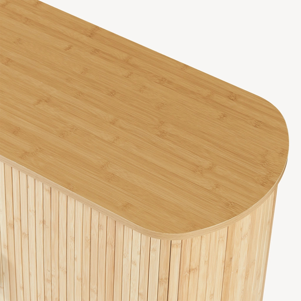 Comò Tvedestrand Portascarpe Mobile Contenitore a 2 Ante Scorrevoli in Bambù 100 x 40 x 80 cm - Naturale/Nero [en.casa]